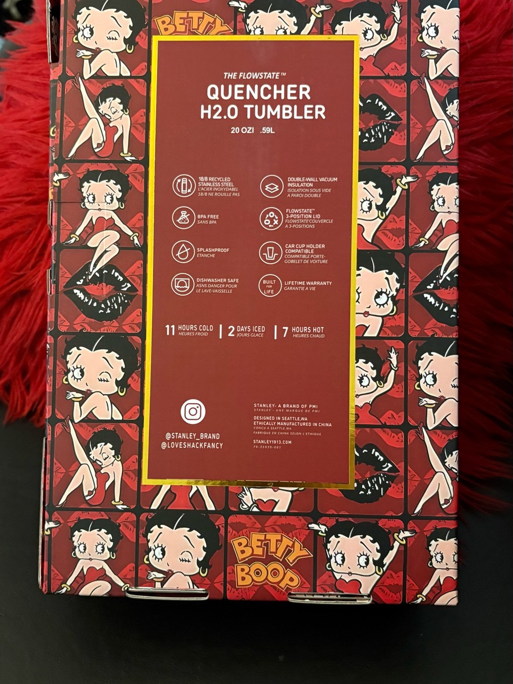 Stanley Red and Black Betty Boop Pattern Quencher Box Art - Picture 2 of 3
